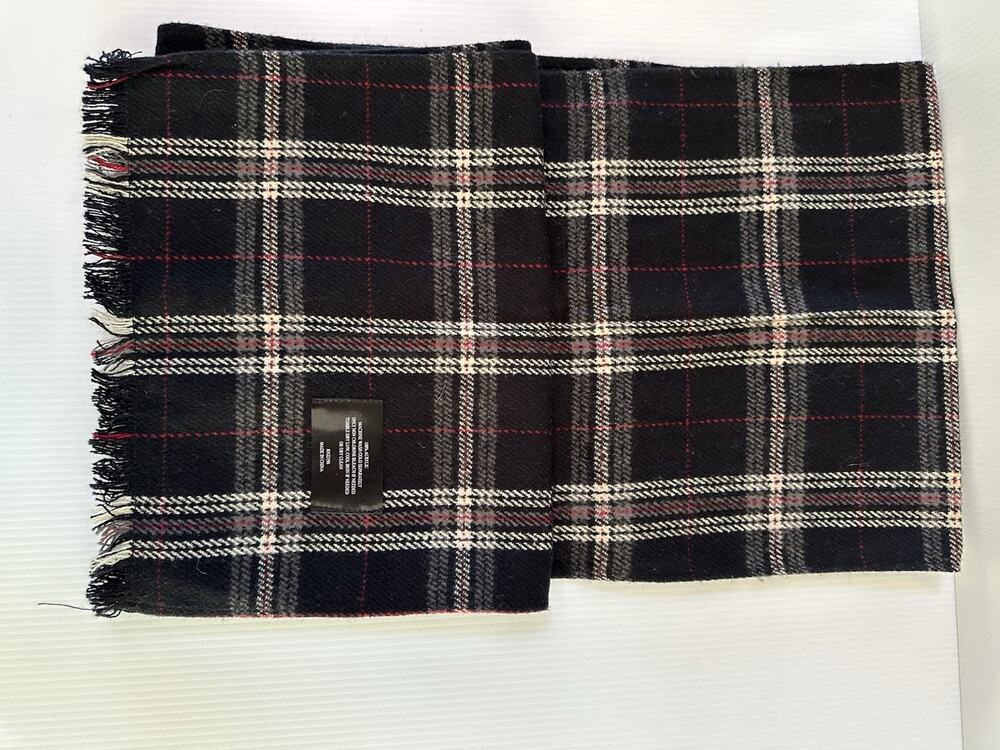 Women’s Black Plaid Winter Scarf, 60 Inch, Fringe
